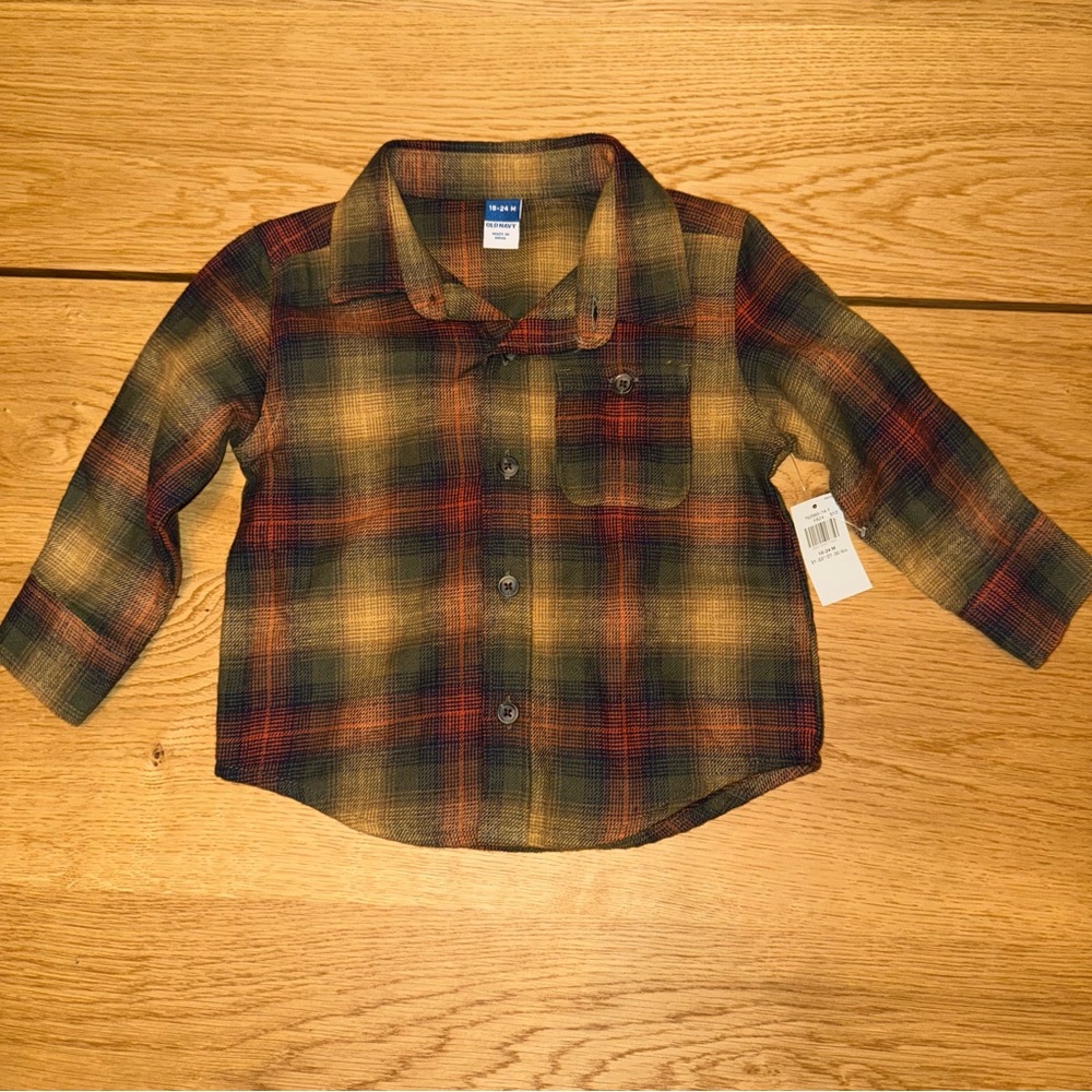 Plaid Kids Shirt in Green and Brown